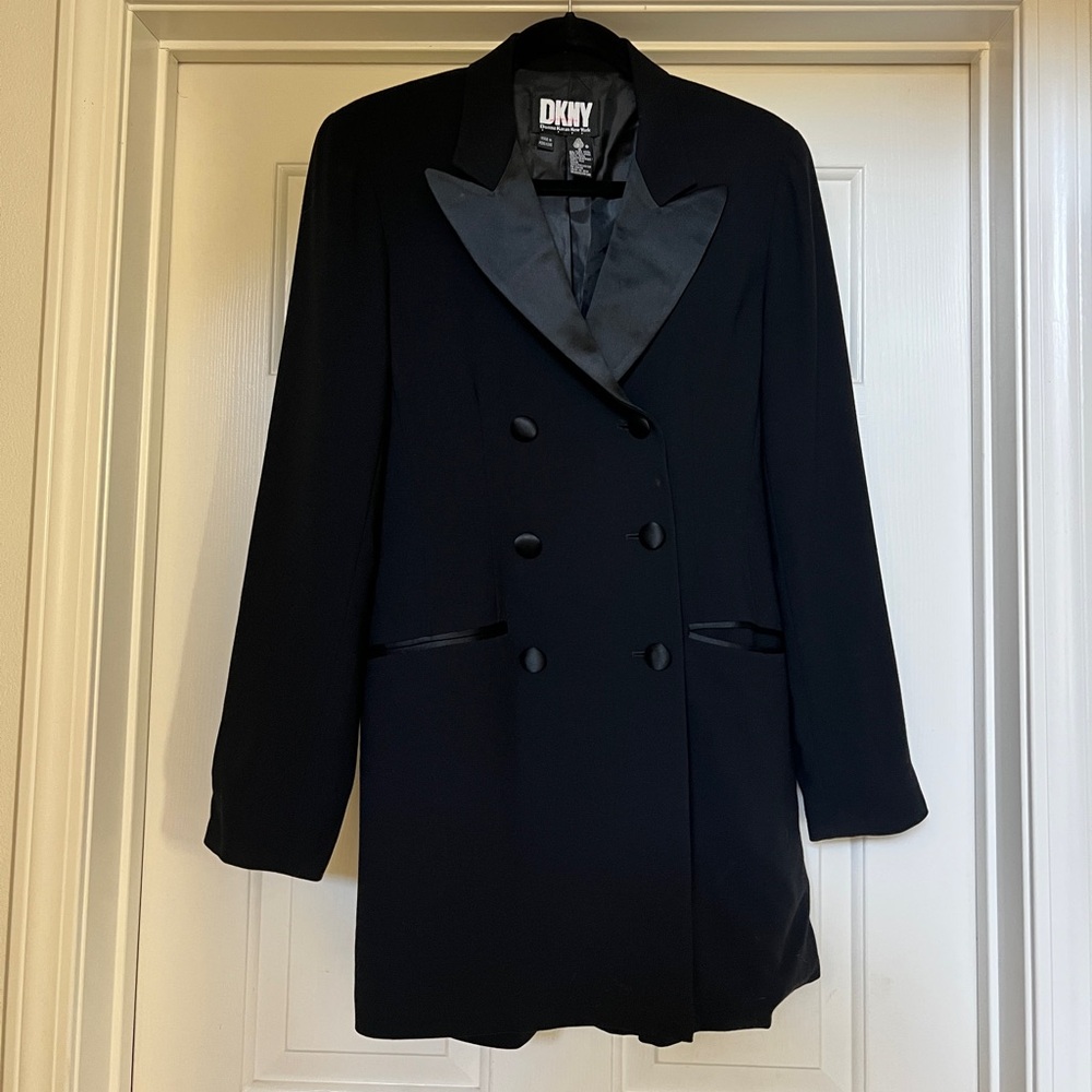 DKNY Romper Black Double-Breasted Romper Blazer